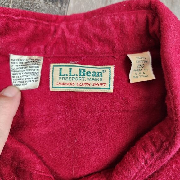 Vintage LL Bean size XL 20 Chamois Red Flannel Long Sleeve Shirt Made USA - Picture 3 of 11